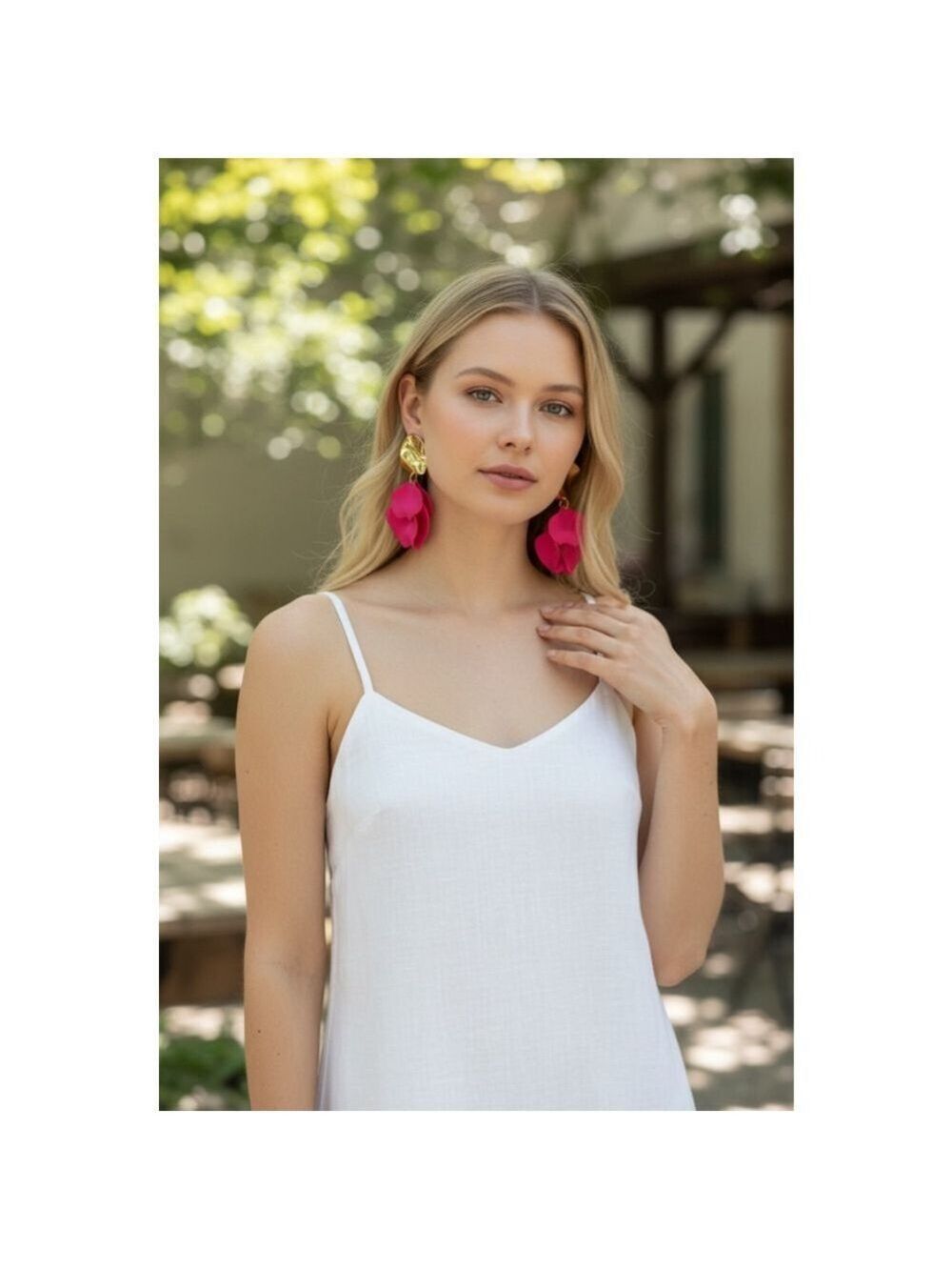 Pink & Gold Petal Drop Earrings NWOT